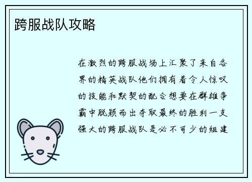 跨服战队攻略